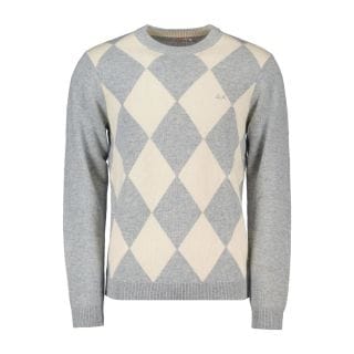 Sun 68 K44180 Maglione Girocollo Lana Mix Cachemire Argyle Casual Uomo