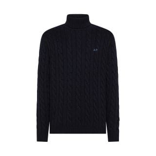 Sun 68 K45139 Maglione Dolcevita Lana Cachemire Treccia Casual Uomo