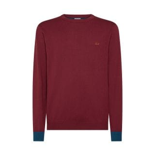 Sun 68 K45143 Maglione Girocollo Lana Cotone Toppa A Contrasto Casual Uomo