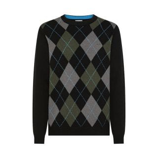 Sun 68 K45160 Maglione Girocollo Lana Mix Cachemire Argyle Casual Uomo