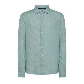 Sun 68 S35110 Camicia Linen Micro Chec Casual Uomo