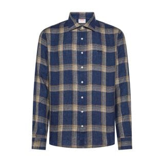 Sun 68 S36113 Camicia In 100% Lino Fantasia Casual Uomo