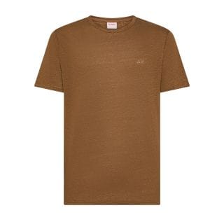 Sun 68 T36130 T-shirt Girocollo Jersey Linen Solid Casual Uomo