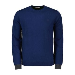 Sun68 K43110 Maglione Girocollo Lana Cotone Toppa A Contrasto Casual Uomo