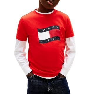 Tommy Hilfiger Kb0kb10275 T Shirt Wavy Flag Bambino Abbigliamento Bambino Junior