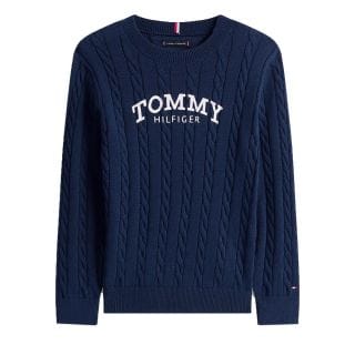 Tommy Hilfiger Kb0kb10347 Maglione Giro Graphic Cable Bambino Abbigliamento Bambino Junior