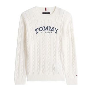 Tommy Hilfiger Kb0kb10347 Maglione Giro Graphic Cable Bambino Abbigliamento Bambino Junior
