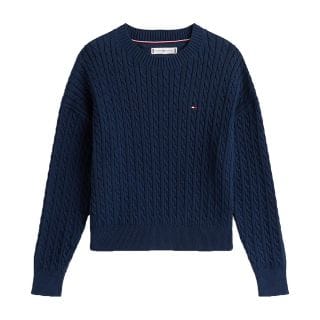 Tommy Hilfiger Thkg0kg08848t Maglione Giro Treccia Bambina Abbigliamento Bambino Junior