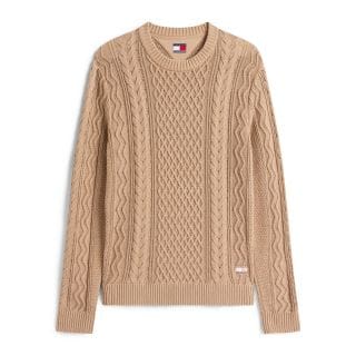 Tommy Jeans Dm0dm22101 Maglione Girocollo Slim Badge Cable Treccia Casual Uomo