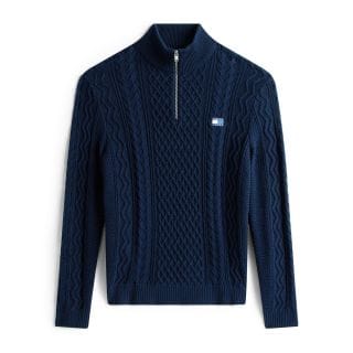 Tommy Jeans Dm0dm22103 Maglione Half Zip Slim Badge Cable Treccia Casual Uomo