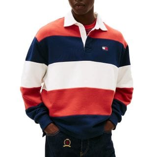 Tommy Jeans Dm0dm22727 Polo Relax Badge Stripe Rugby Casual Uomo