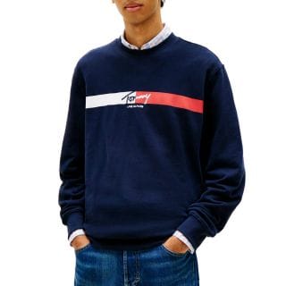 Tommy Jeans Dm0dm23019 Felpa Girocollo Sign Stripe Casual Uomo