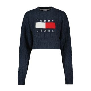 Tommy Jeans Dw0dw14261 Maglione Girocollo A Trecce Logo Donna Casual Donna