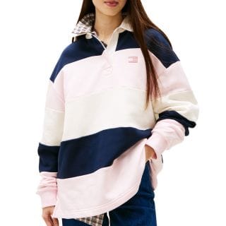 Tommy Jeans Dw0dw21927 Polo Ls Badge Stripe Rugby Donna Casual Donna