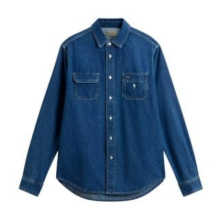 Woolrich Cfwosi0166mut4063 Camicia Indigo Casual Uomo