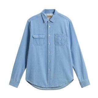 Woolrich Cfwosi0166mut4063 Camicia Indigo Ls Casual Uomo