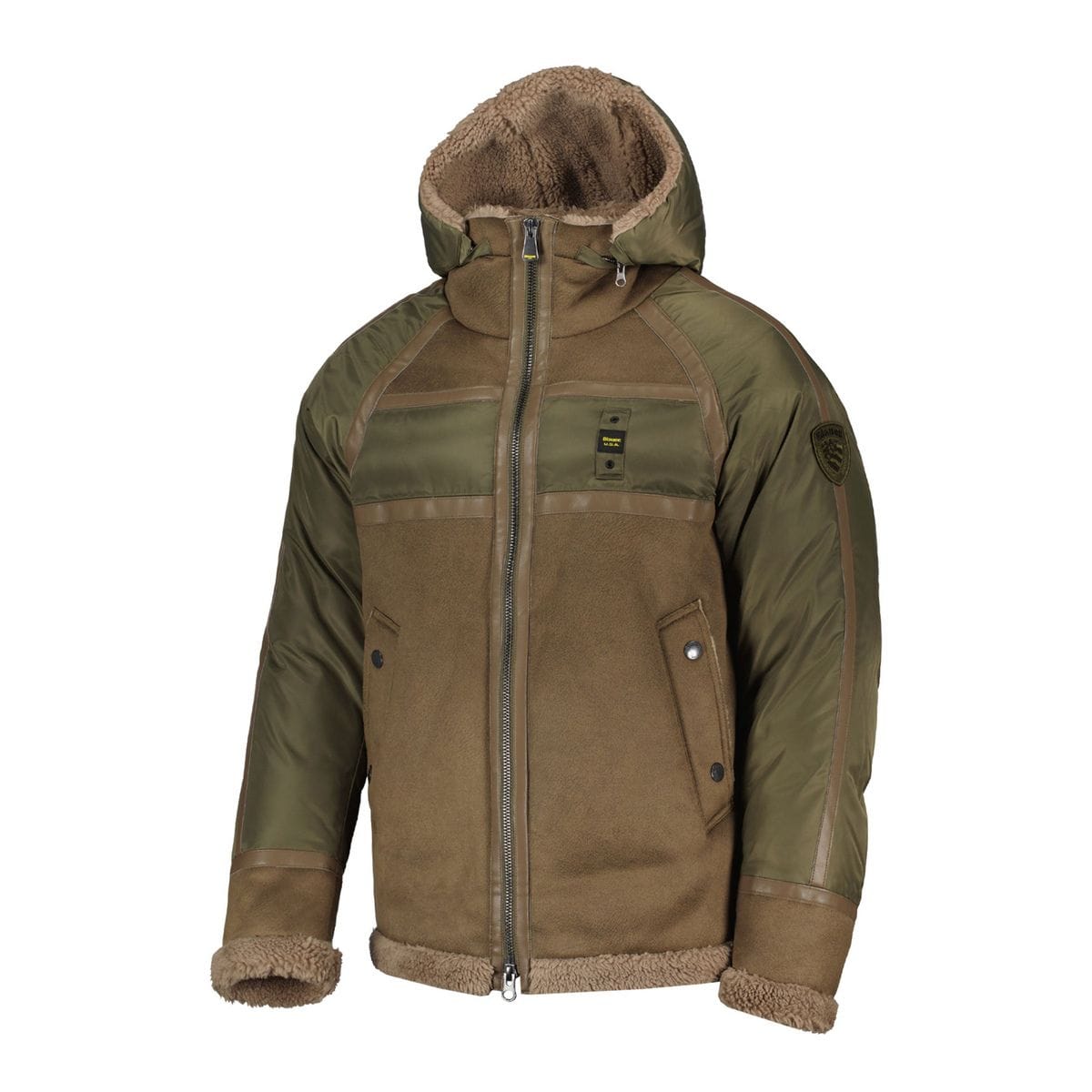 BLAUER PIUMINO CON CAPPUCCIO CON INSERTI IN MONTONE ECO HORACE