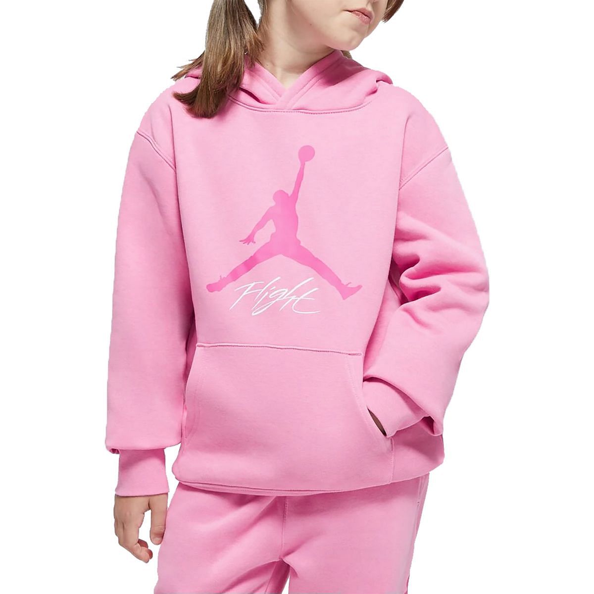 NIKE JORDAN FELPA CON CAPPUCCIO JUMPMAN BASELINE BAMBINA 049631501 AFN PLAYFUL PINK Felpe Abbigliamento Bambino Moda
