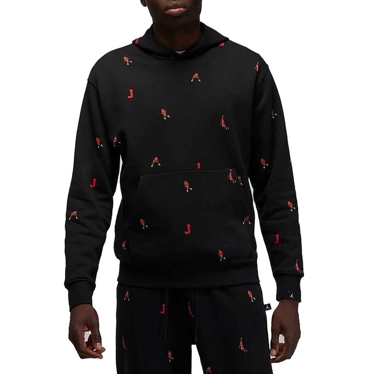 NIKE JORDAN FELPA CON CAPPUCCIO HOLIDAY ALL OVER PRINT 046286501 010 BLACK Felpe Sport Style Uomo Moda