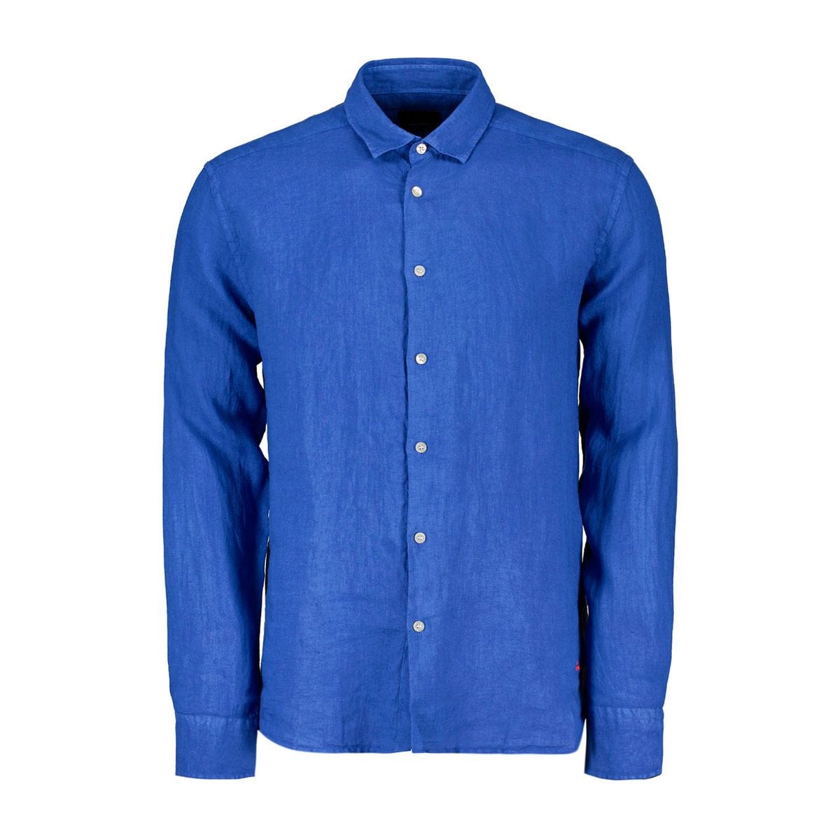 Unghie Finte Camicia Blu Reale A Righe Polsino Francese Poplin