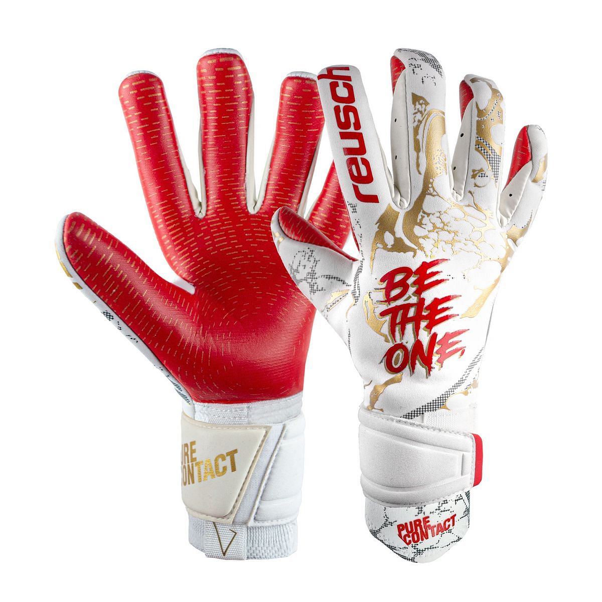 REUSCH GUANTI PORTIERE PURE CONTACT GOLD X GLUE PRINT 047240201 1011 WHITE RED Guanti Portiere Calcio Sport