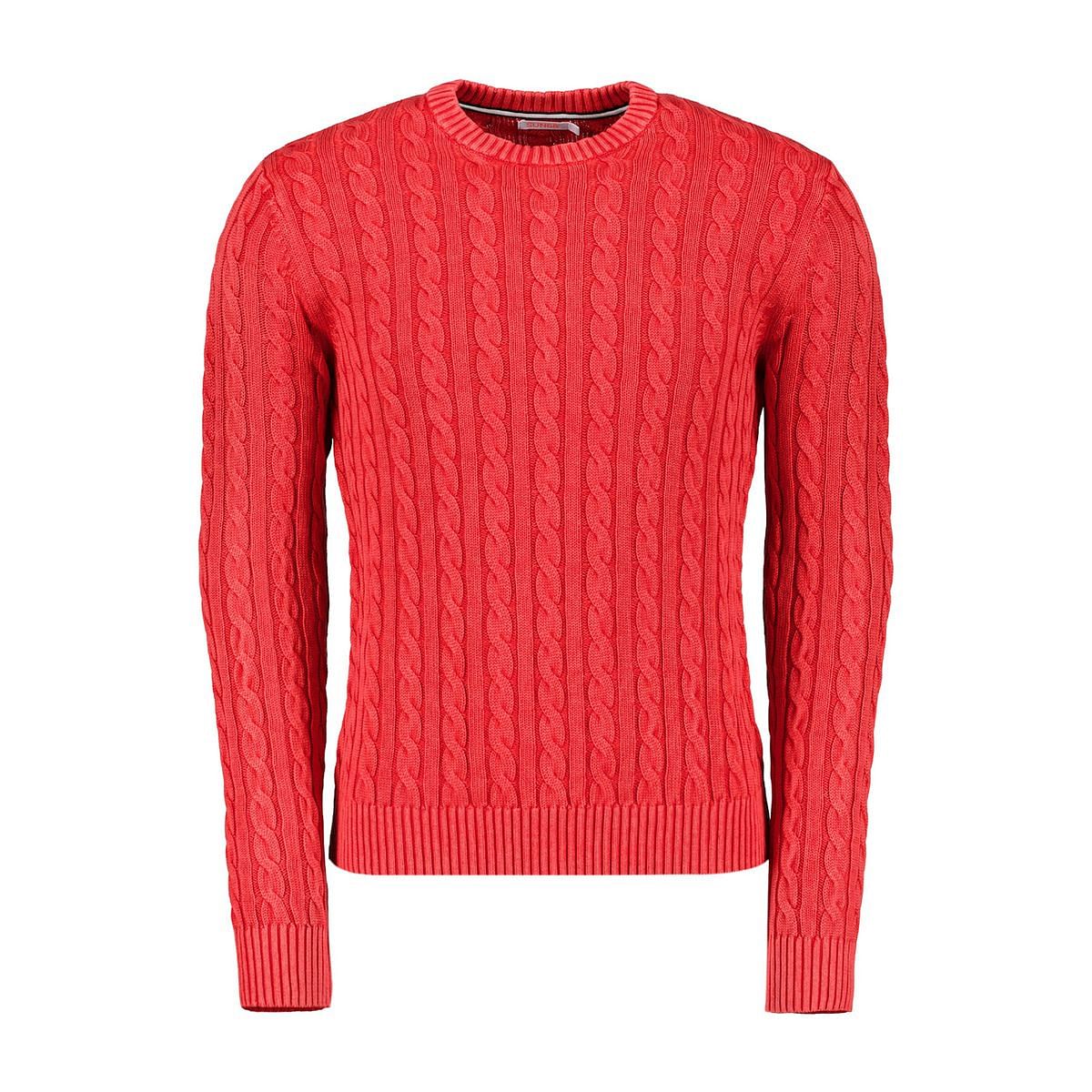 SUN 68 MAGLIONE GIROCOLLO IN COTONE A TRECCE VINTAGE 047001401 30 ROSSO FUOCO Maglione Casual Uomo Moda