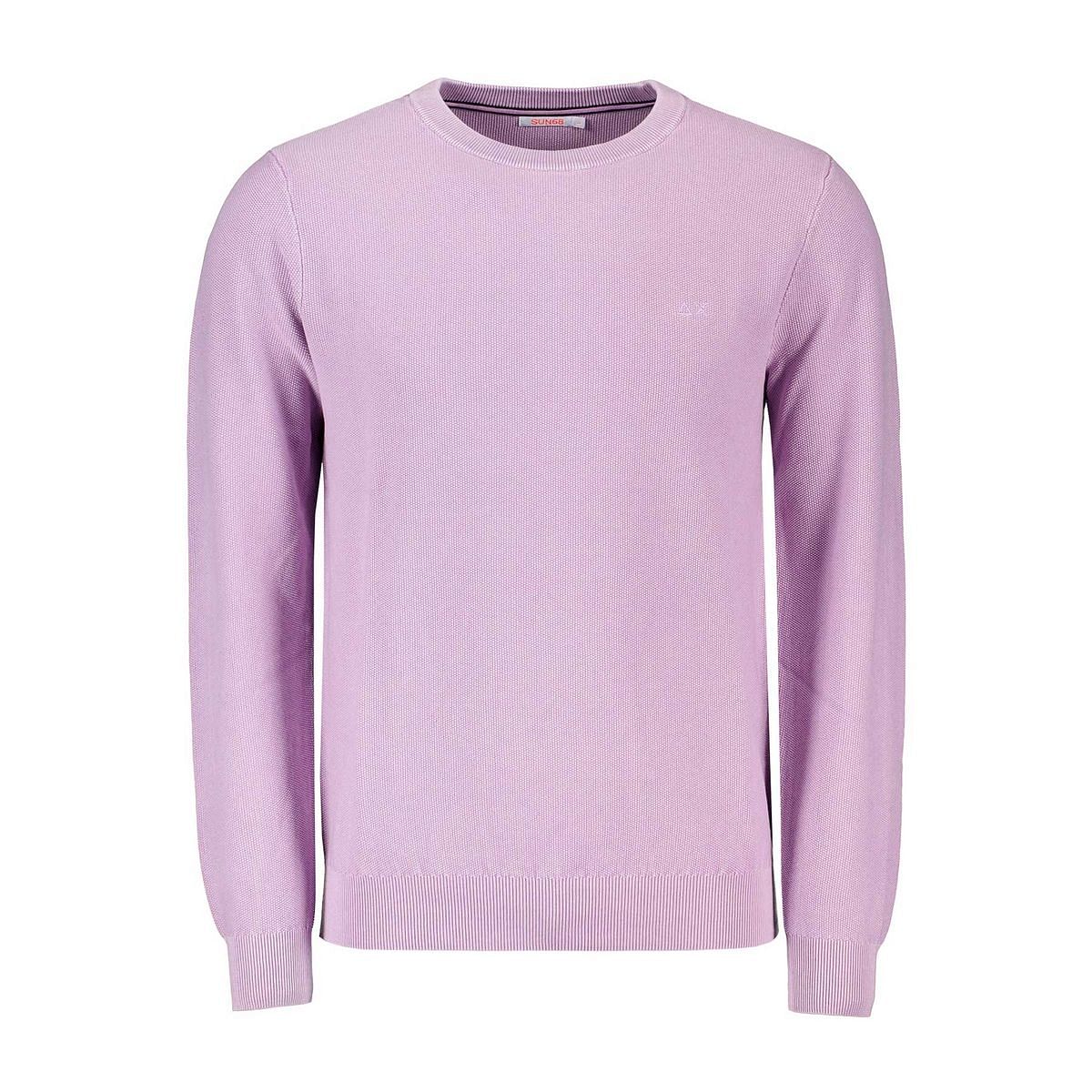 SUN 68 MAGLIONE GIROCOLLO IN COTONE A GRANA DI RISO VINTAGE 049113201 24 LILLA Maglione Casual Uomo Moda