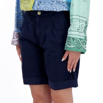 40weft 2730 Bermuda Chino Con Pinces Cotone Lino Monica Donna Casual Donna