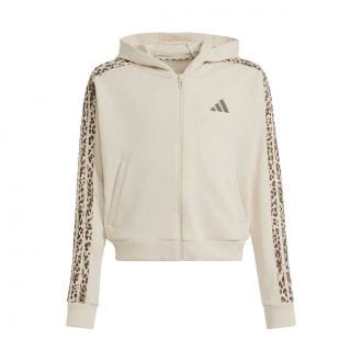 Adidas Kc7205 Felpa Full Zip Con Cappuccio Jgan 3 Stripes Bambina Abbigliamento Training E Palestra Junior