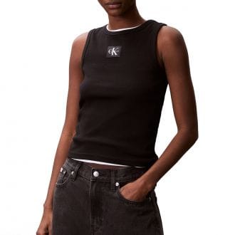 Calvin Klein Lv047c201g Canotta Costina Woven Label Donna Casual Donna