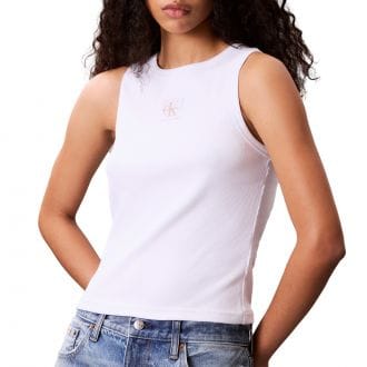 Calvin Klein Lv047c201g Canotta Costina Woven Label Donna Casual Donna