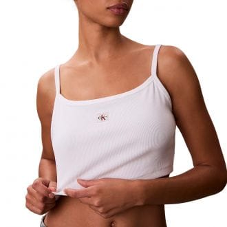 Calvin Klein Lv047f221g Top Spalline Baby Rib Woven Label Donna Casual Donna