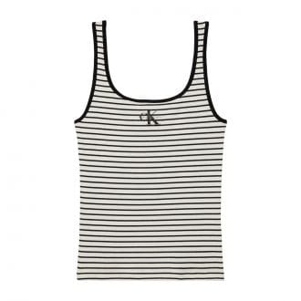 Calvin Klein Lv047f832g Canotta Striped Mono Logo Donna Casual Donna