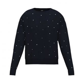 Emme Marella Embassy25 Maglia Girocollo N  Viscosa Con Strass Donna Casual Donna