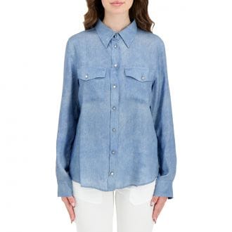 Emme Marella Emipoggiope26 Camicia In Twill Effetto Denim Donna Casual Donna