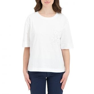 Emme Marella Firmape26 T Shirt Regular Con Taschino Ricamato Donna Casual Donna