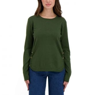 Emme Marella Pinolo25 Maglia Girocollo Fondo Stondato Bottoni Donna Casual Donna