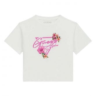 Guess J6gi15 T Shirt Triangle Fiori Bambina Abbigliamento Bambino Junior
