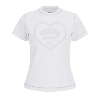 Guess V6gi09k2976 T Shirt Con Cuore Ricamato Lison Donna Casual Donna