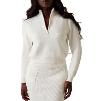 Guess W5br29z0572 Maglia Half Zip Costa In Viscosa Donna Casual Donna