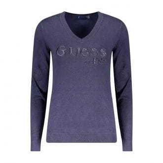 Guess W5br41z2nq2 Maglia Scollo V Logo Donna Casual Donna