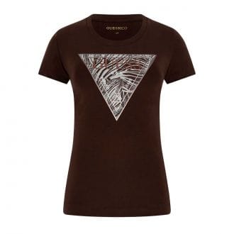 Guess W6gi19k3042 T Shirt Stras Zebra Triangle Donna Casual Donna