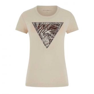 Guess W6gi19k3042 T Shirt Stras Zebra Triangle Donna Casual Donna