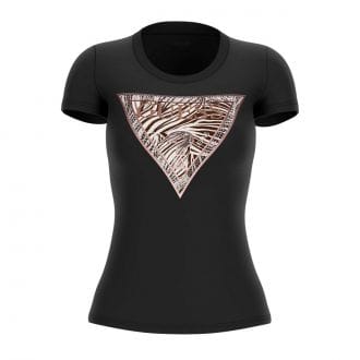 Guess W6gi19k3042 T Shirt Stras Zebra Triangle Donna Casual Donna