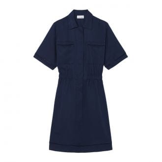 Lacoste Ef0201 Abito Chemisier In Lyocel Lino Donna Casual Donna