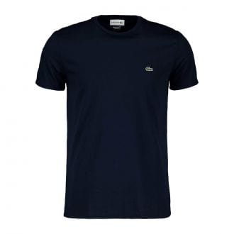 Lacoste Th6709 T-shirt Logo In Cotone Pima Blu Casual Uomo