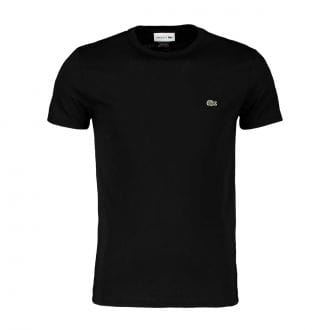 Lacoste Th6709 T-shirt Logo In Cotone Pima Nero Casual Uomo