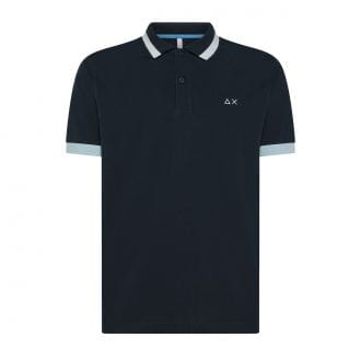 Sun 68 A35112 Polo Big Stripes On Collar Casual Uomo