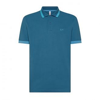 Sun 68 A35112 Polo Big Stripes On Collar Casual Uomo