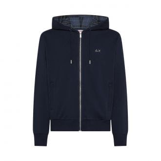 Sun 68 F45124 Felpa Cappuccio Inserti Tartan Casual Uomo